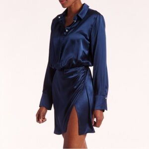 ♾️ Amanda Uprichard Shelton 100% Silk Navy Blue “Ink” Dress Size Medium